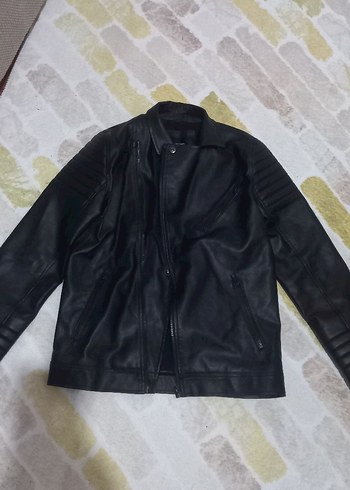 Siyah Erkek Deri Biker Ceket