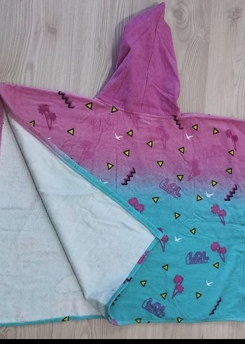 Renkli Kapüşonlu Kız Çocuk Panço - Görsel 4