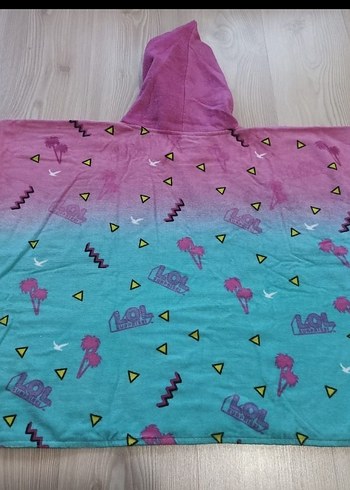 Renkli Kapüşonlu Kız Çocuk Panço - Görsel 2