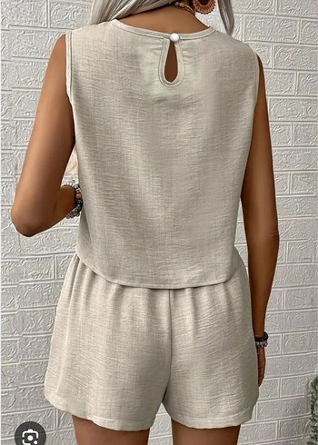 Sofya Keten Kumaş Bluz Şortlu Takım - Görsel 2