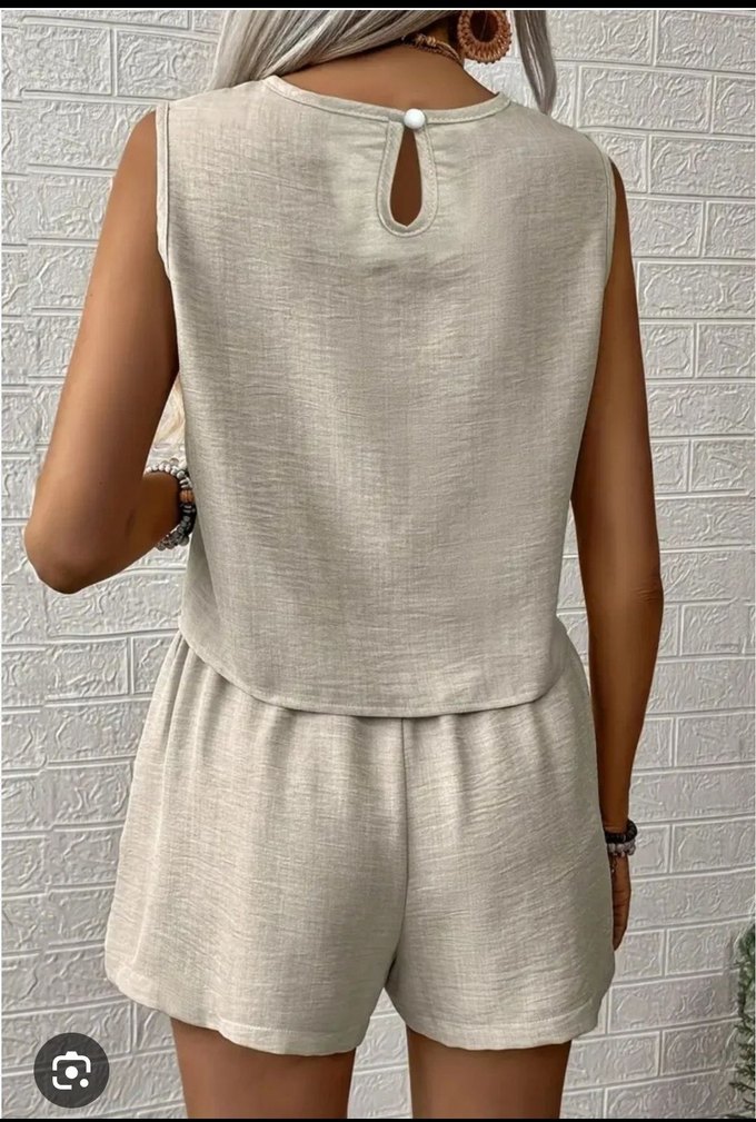 Sofya Keten Kumaş Şortlu Takım - Görsel 2