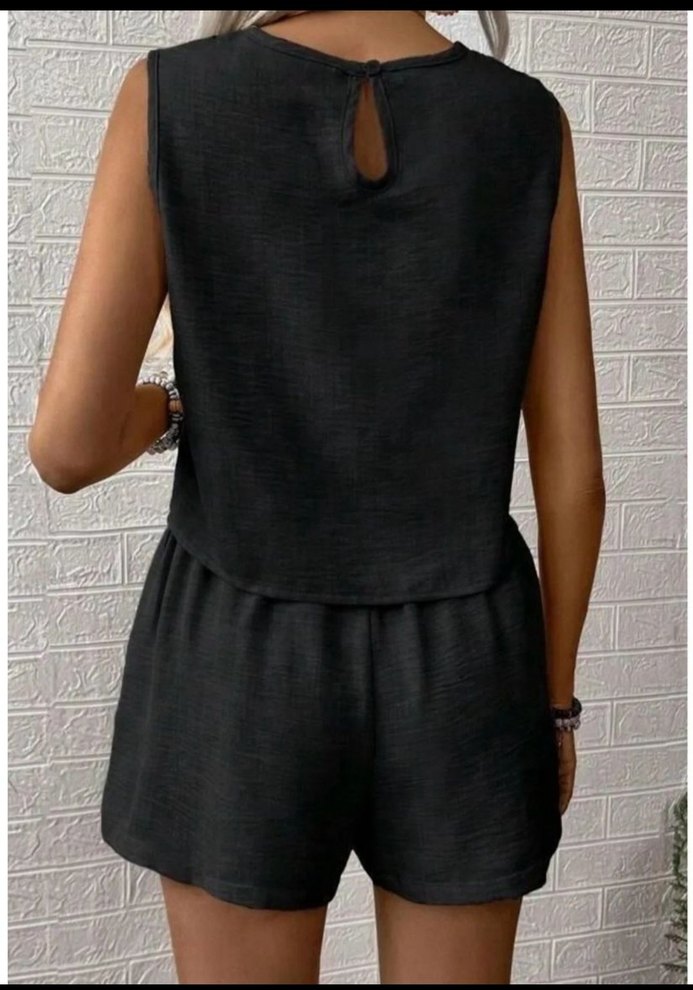 Sofya Keten Kumaş Şortlu Takım - Görsel 2