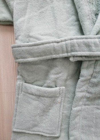 Kapüşonlu Açık Haki Çocuk Bornoz - Görsel 3