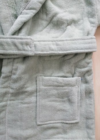 Kapüşonlu Açık Haki Çocuk Bornoz - Görsel 4