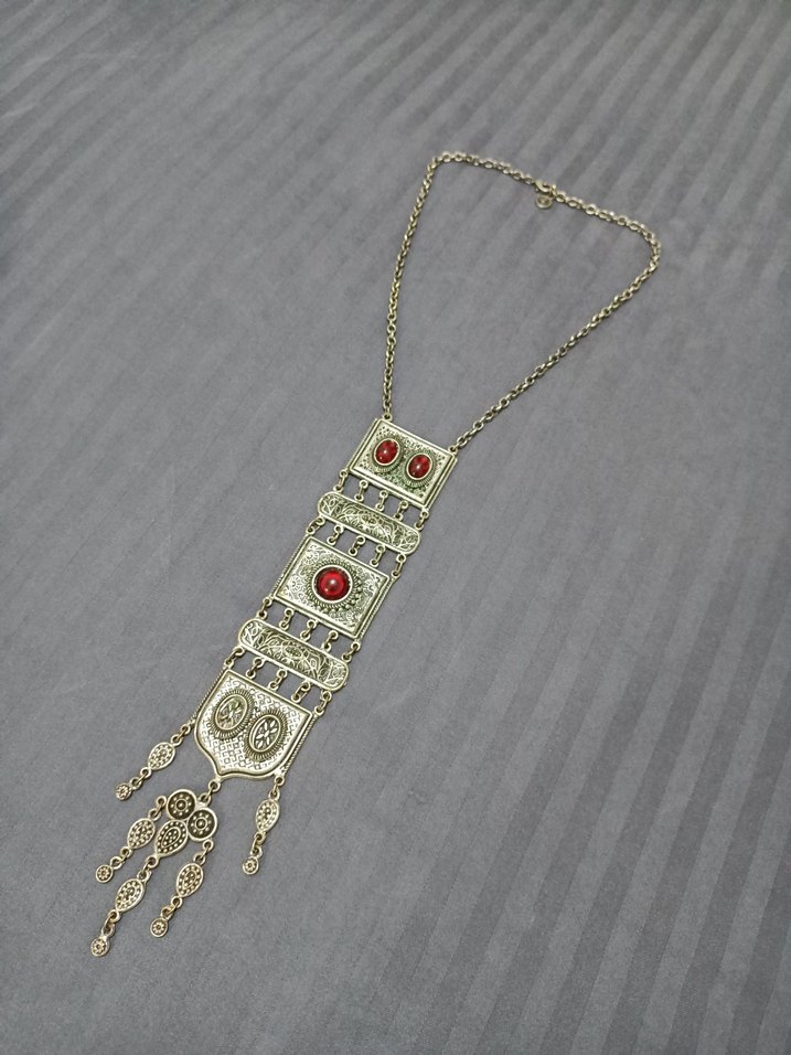 Uzun Renkli Bohem Zincir Detaylı Kadın Kolye - Görsel 2