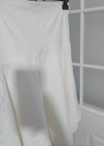 Beyaz Pamuklu penye Midi Etek - Görsel 4