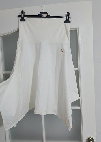 Beyaz Pamuklu penye Midi Etek - Görsel 2