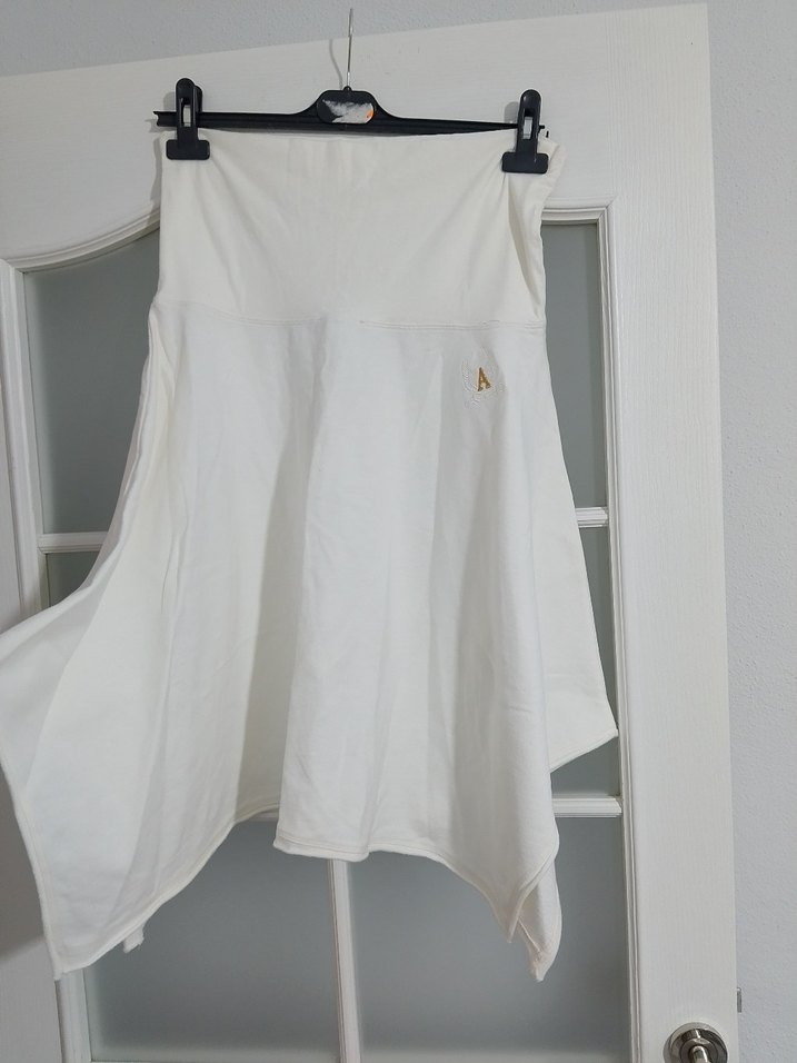 Beyaz Pamuklu penye Midi Etek - Görsel 2