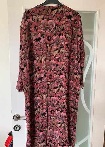 Düğmeli Uzun Bohem Pembe Elbise - Görsel 2