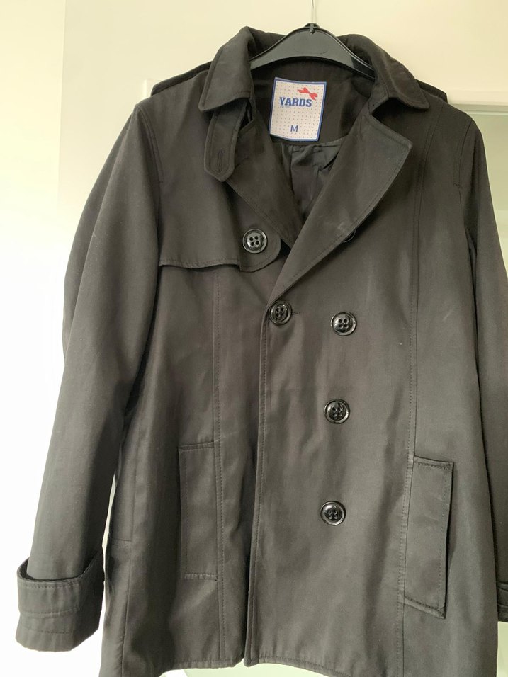 Düğmeli Siyah Midi Trençkot - Görsel 3