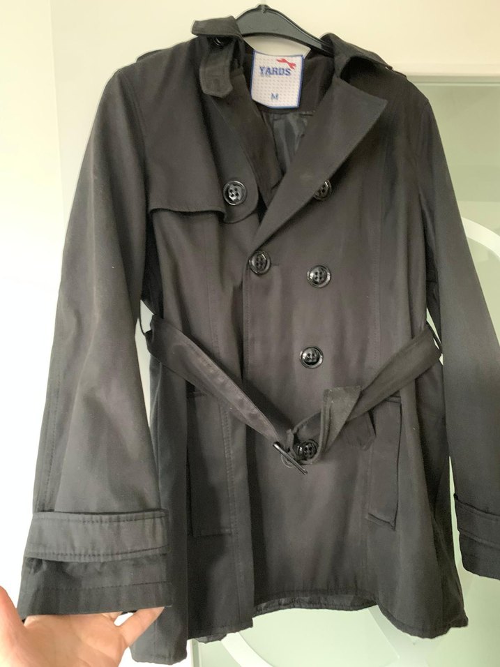 Düğmeli Siyah Midi Trençkot - Görsel 2