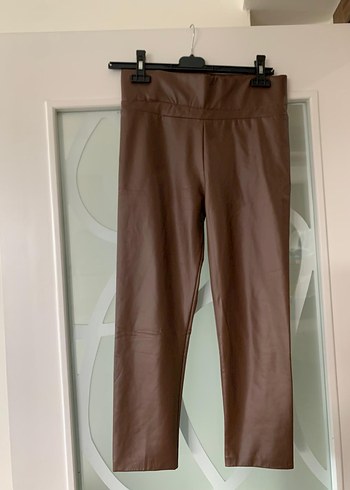 Kahverengi Parlak Deri Kadın Pantolon - Görsel 2