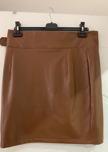 Kahverengi Deri Kemerli Mini Etek - Görsel 2