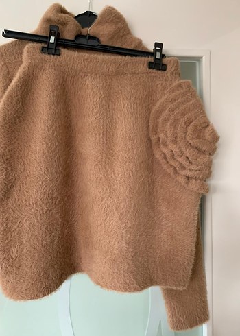 Bej Kadın Boğazlı Triko Kazak ve etek - Görsel 6