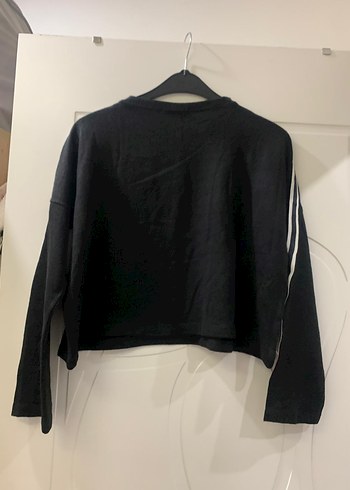 Siyah Çizgili Mini Sweatshirt ve etek - Görsel 3