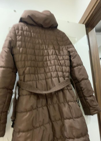 Bej Kapüşonlu Kadın Kışlık Mont - Görsel 2