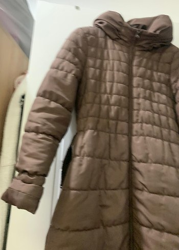 Bej Kapüşonlu Kadın Kışlık Mont - Görsel 4