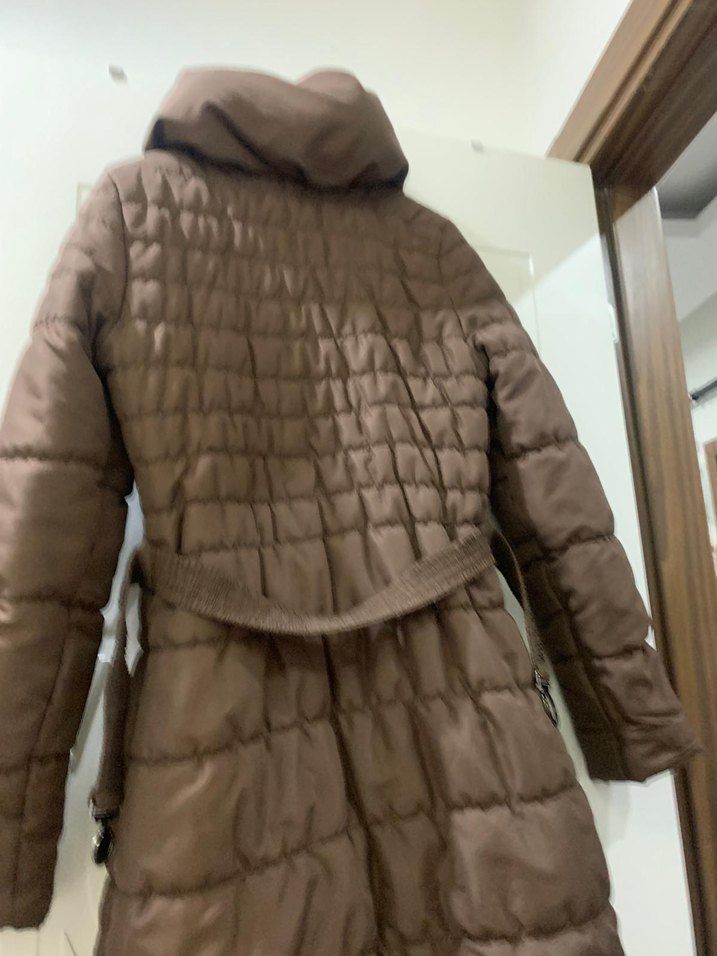 Bej Kapüşonlu Kadın Kışlık Mont - Görsel 2