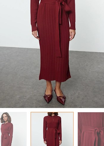 Trendyol & Milla Bordo Uzun Piliseli Kadın Elbise