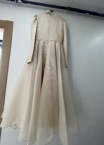 Bej Drapeli Uzun Kadın Abiye - Görsel 3