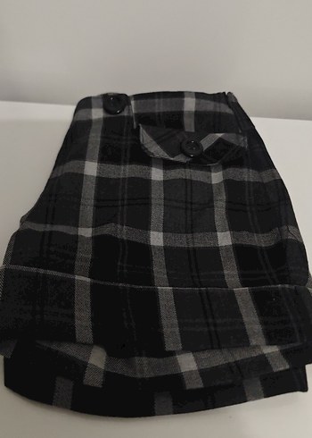 Düğmeli Gri Ekoseli Kadın Mini Şort - Görsel 6