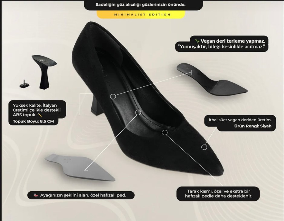 Siyah süet stiletto 8,5cm topuklu ayakkabı - Görsel 2