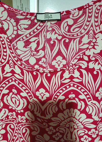 Kırmızı/Pembe(Vişne) Desenli Bohem Elbise - Görsel 3