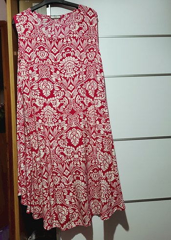 Kırmızı/Pembe(Vişne) Desenli Bohem Elbise - Görsel 2