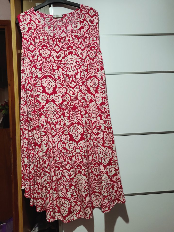 Kırmızı/Pembe(Vişne) Desenli Bohem Elbise - Görsel 2