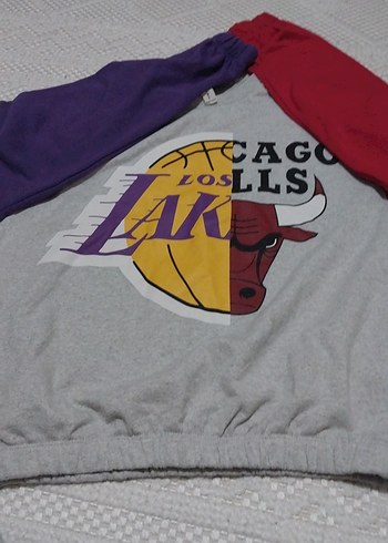 Gri Baskılı Kadın Sweatshirt