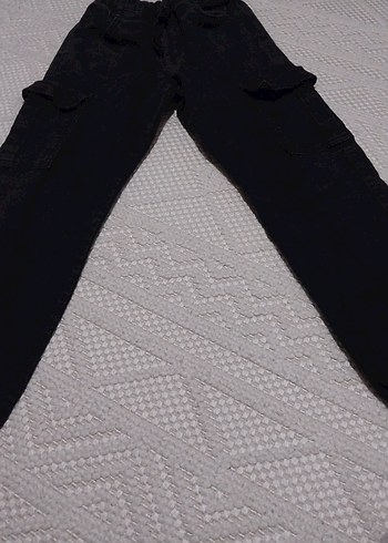 Erkek Çocuk Siyah Denim Kargo Pantolon