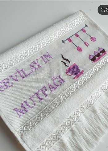 Mor Nakışlı Bohem Mutfak Havlusu