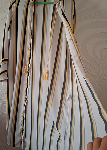 Uzun Bohem Çizgili Kadın Sabahlık - Görsel 4