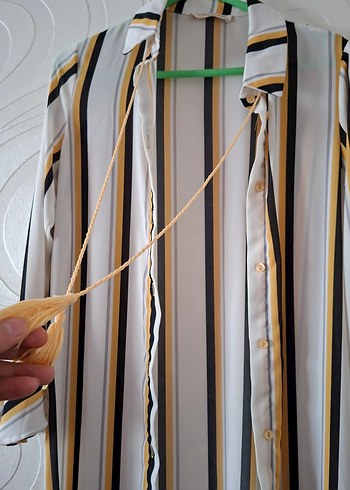 Uzun Bohem Çizgili Kadın Sabahlık - Görsel 3