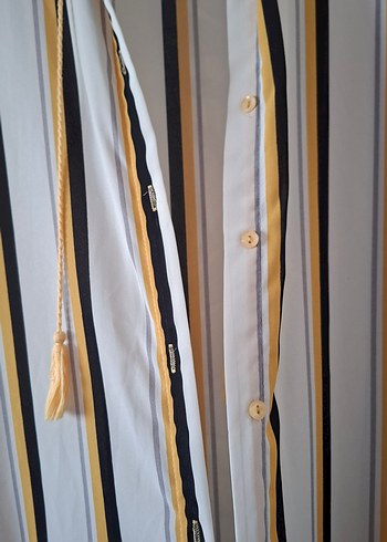 Uzun Bohem Çizgili Kadın Sabahlık - Görsel 7