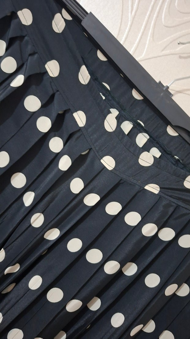 siyah Puantiyeli Pileli Midi Etek 40 42 uygundur sıfır urun - Görsel 5