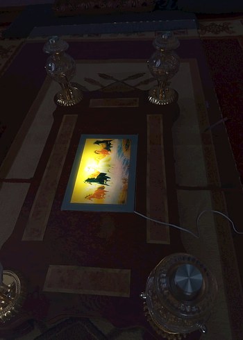 Masif Ahşap & Cam Işıklı Klasik Salon Sehpası  Çok Temiz, Ağır - Görsel 5