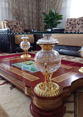 Masif Ahşap & Cam Işıklı Klasik Salon Sehpası  Çok Temiz, Ağır - Görsel 4