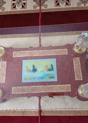 Masif Ahşap & Cam Işıklı Klasik Salon Sehpası  Çok Temiz, Ağır - Görsel 7