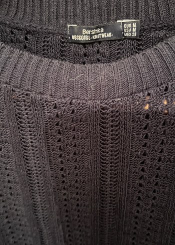 Bershka Bershka Lacivert Örgü Kadın Triko Kazak