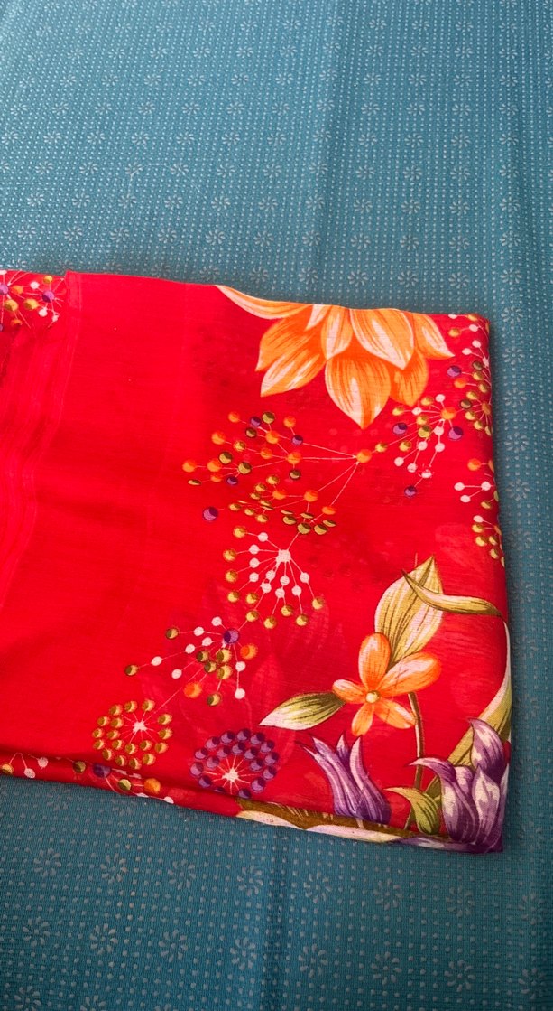 Kırmızı Çiçek Desenli Bohem Kadın Fuları yazma - Görsel 3