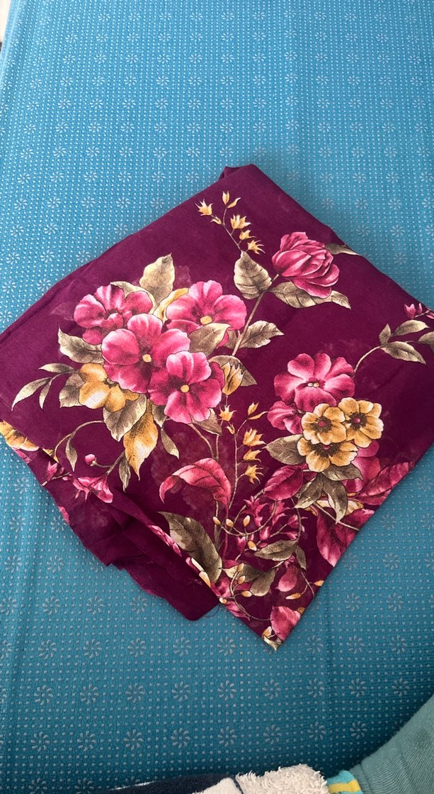 Bordo İpek Görünümlü Çiçek Desenli Kadın Fular yazma - Görsel 4