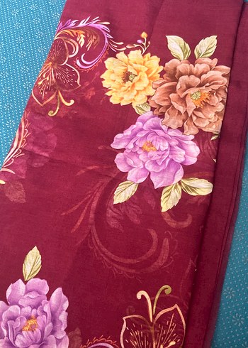 Bordo Bohem Çiçek Desenli Kadın Fular - Görsel 3