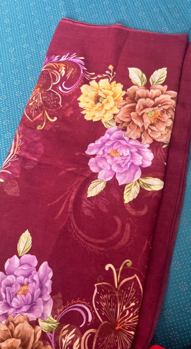 Bordo Bohem Çiçek Desenli Kadın Fular - Görsel 3