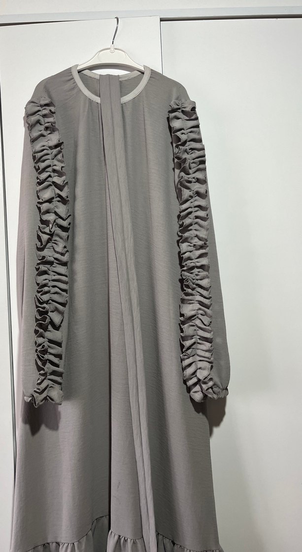 Gri Uzun Kollu Kadın Elbise - Görsel 2