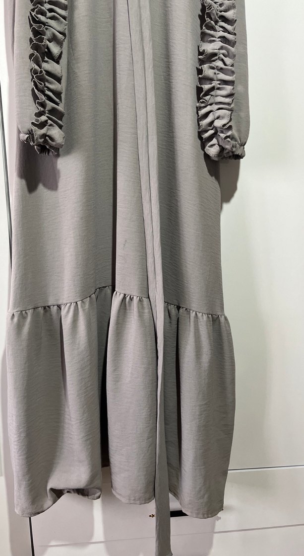 Gri Uzun Kollu Kadın Elbise - Görsel 3