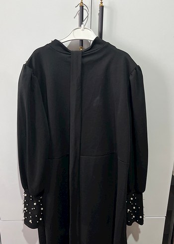 Uzun Kollu Siyah Drapeli Gotik Elbise - Görsel 4