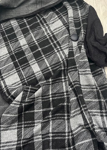 Gri Ekose Salaş Kadın Uzun Kaban - Görsel 2