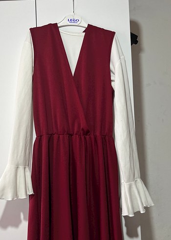 Bordo Kadın Uzun Bohem Elbise - Görsel 2