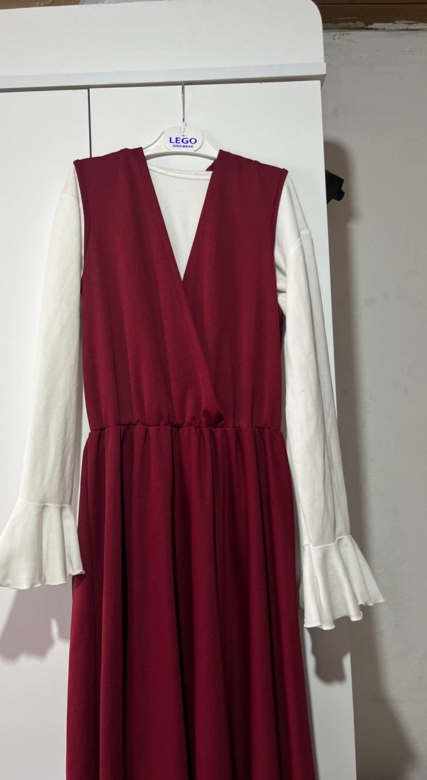 Bordo Kadın Uzun Bohem Elbise - Görsel 2